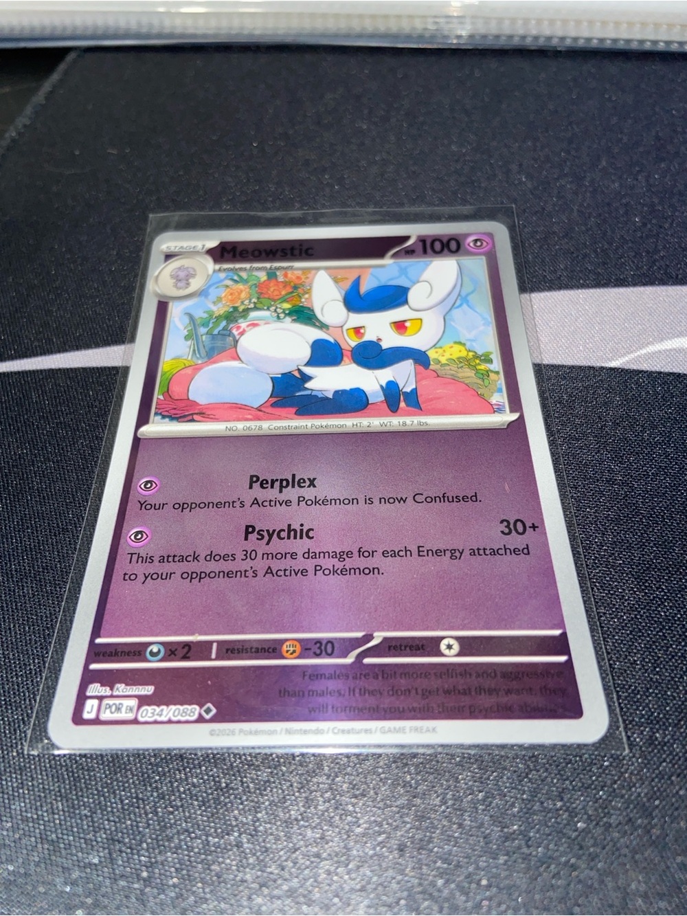Meowstic Pokémon Trading Card (034/088)Perfect Order Rev holo